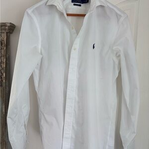 Ralph Lauren White Cotton Dress Shirt Tailored Fit